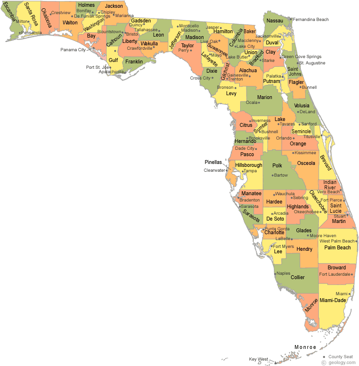 Florida counties map 